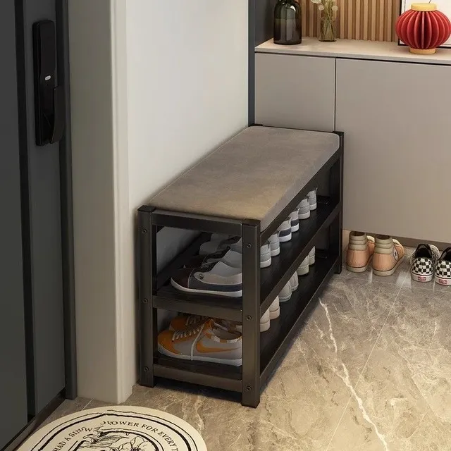 鞋架子家用门口多层不锈钢入户门换鞋凳外楼道简易鞋柜收纳置物架