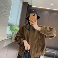 IMFLY金小金自制女装 外套DYW9839秋季复古翻领球服夹克外套