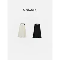 【奶油裙】MEGANLE 柔软亲肤A字摆百搭高腰绒感半身长裙2025219