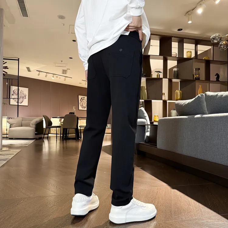 F9518男士休闲微锥直角长裤