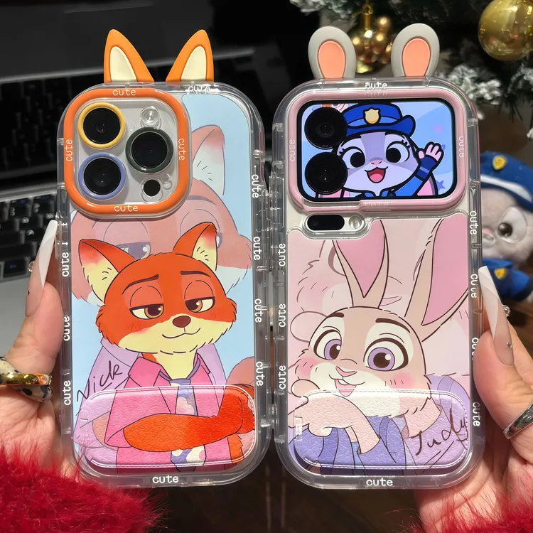 比心朱迪尼克耳朵支架适用苹果17/16promax手机壳华为vivoppo小米