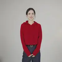 小禾【福宝】新年款100山羊绒戴帽插肩袖毛衣25SS023