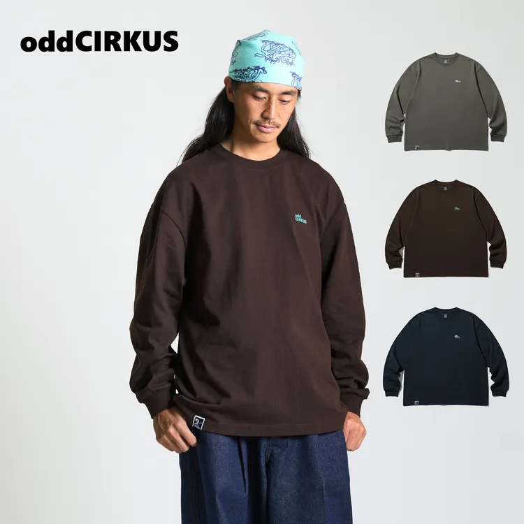 oddCIRKUS 日系街头LOGO印花长袖T恤男女同款休闲复古美式上衣