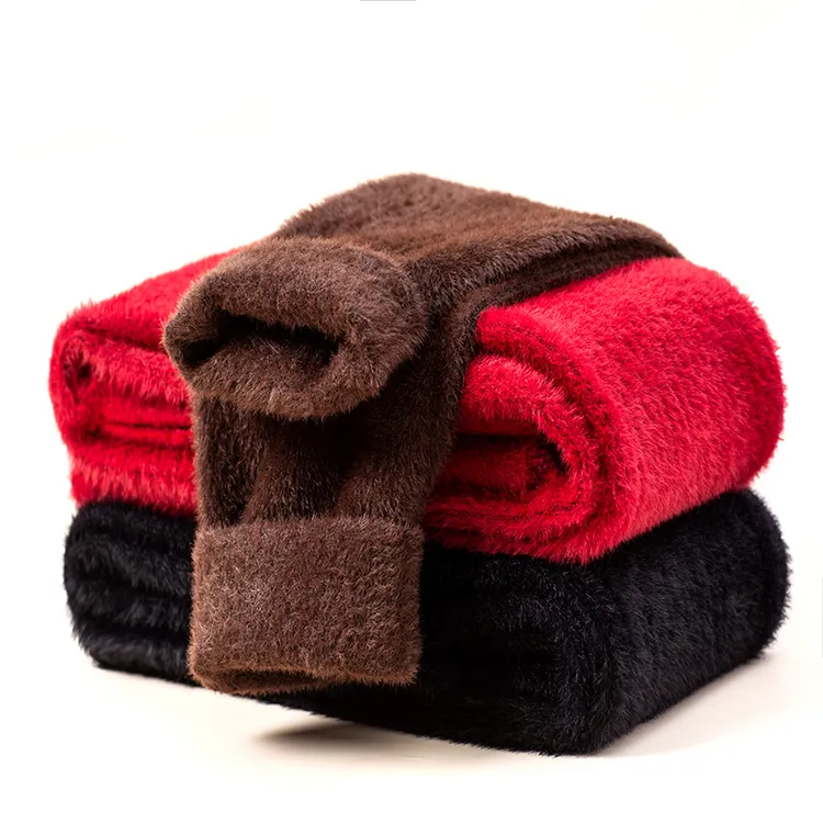 水貂绒毛裤男女同款冬季加厚保暖裤高腰弹力防寒情侣纯色打底毛裤