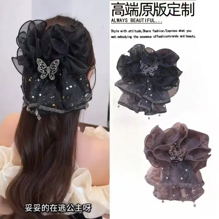 【金箔蝴蝶】小众设计师款蓬松显发量抓夹轻奢气质时尚发夹3055