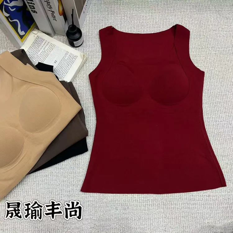 断码清库存~秋冬保暖高弹大版修身蓄热柔软固定杯女士保暖背心