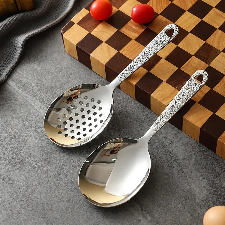 舍里304不锈钢分餐勺子本色大号家用大饭勺汤勺漏勺酒店公用勺子
