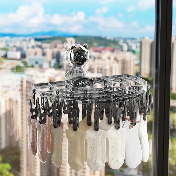 吸盘晾衣架家用可折叠免打孔袜夹多功能内衣袜子晾晒架夹子架