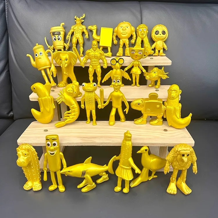 全套黄金版外国山海经手办通通通木棍人穿鞋鲨鱼模型摆件儿童玩具