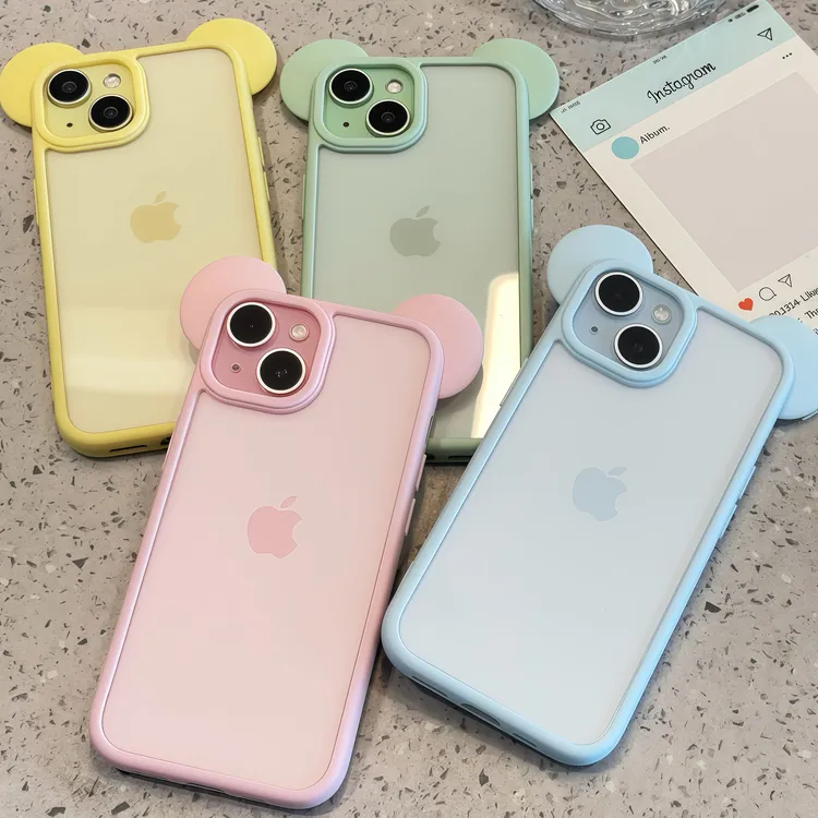 米奇耳朵适用苹果16promax手机壳iPhone15透明14闺蜜13套12少女款