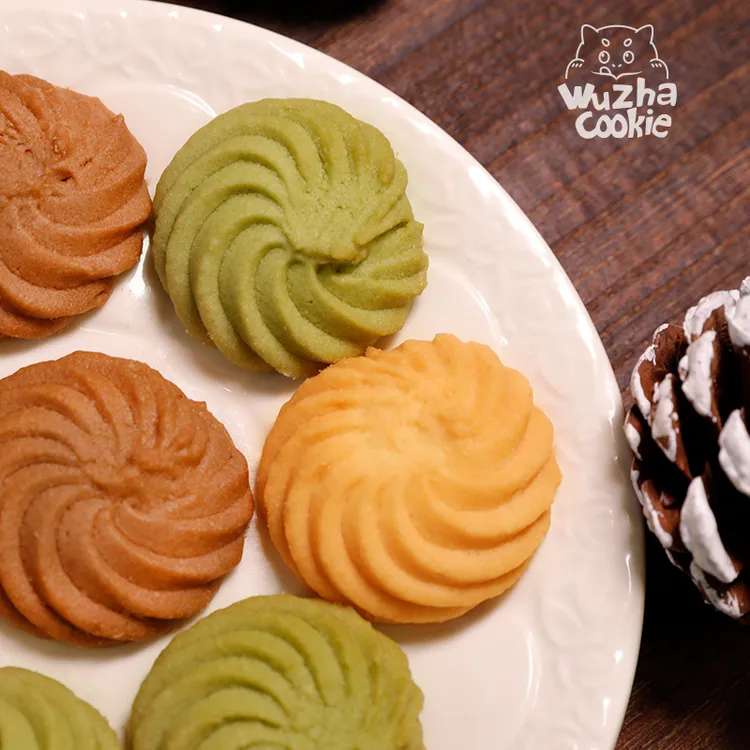 武吒鲜烤·3拼口味尝鲜曲奇小花原味/抹茶/海盐咖啡零食香港名师