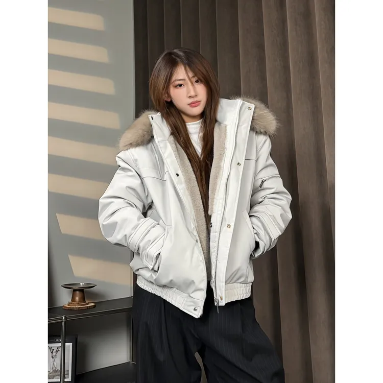 桃墨simple 90白鸭羽绒服1200g雪貂毛座山雕三防红标马年限定外套