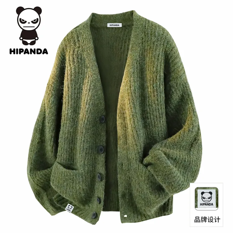 HIPanda慵懒风开衫毛衣男士秋冬百搭宽松V领针织毛线衫高级感外套