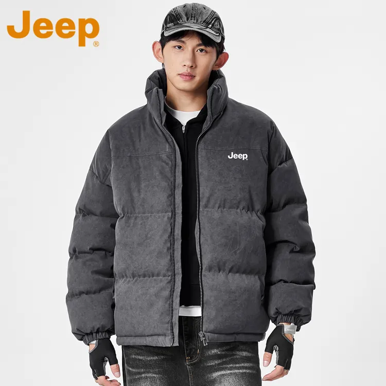 JEEP吉普美式复古棉服男款冬季加厚保暖碳灰色棉衣情侣外套面包服