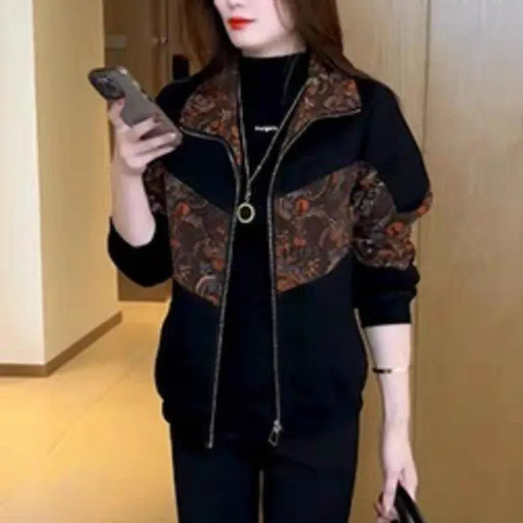 短款外套女士秋冬装新款中年妈妈装加厚夹克衫小个子百搭上衣