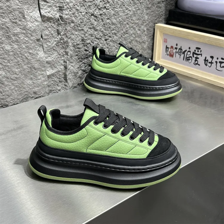 男鞋2026春季新款时尚厚底增高老爹鞋潮流运动休闲鞋皮面小白鞋男