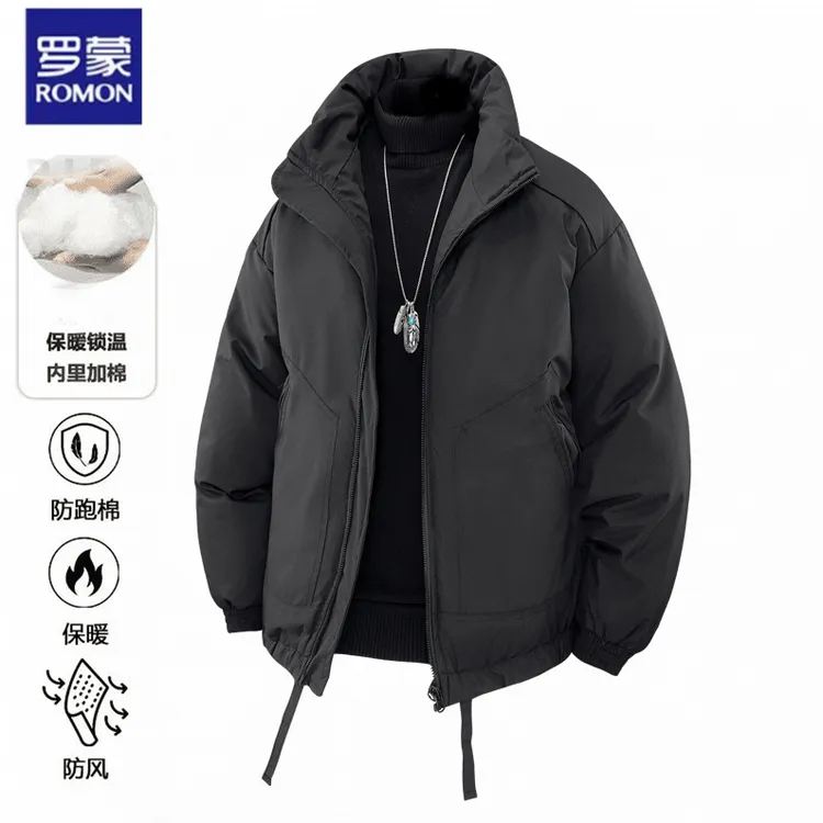 罗蒙立领棉衣男冬季2025新款弯刀袖加厚保暖棉服外套时尚户外棉袄