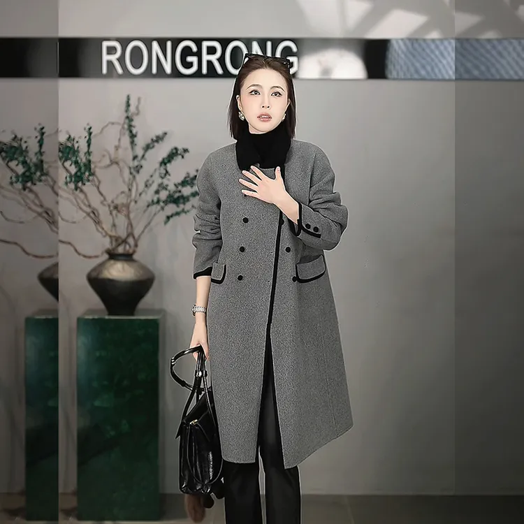 溶溶【酷飒循迹】RONGRONG 羊毛山羊绒莱赛尔双面呢大衣MZ-25DTW165