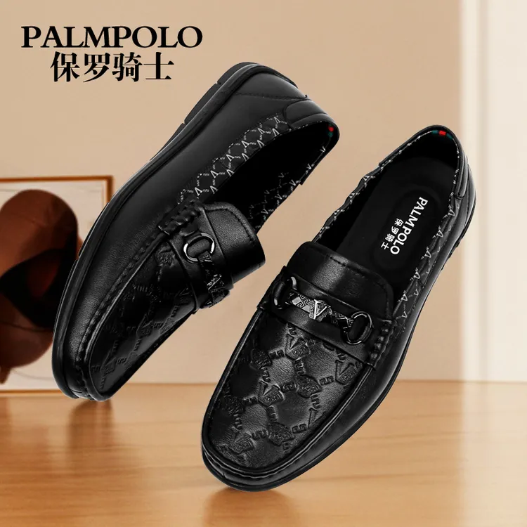 保罗骑士男鞋2025高档豆豆鞋真皮牛皮透气轻奢休闲皮鞋男款休闲鞋