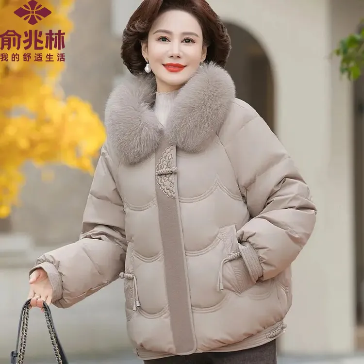 俞兆林品牌补贴中年妈妈冬装棉服中老年冬季保暖大毛领妈妈外套