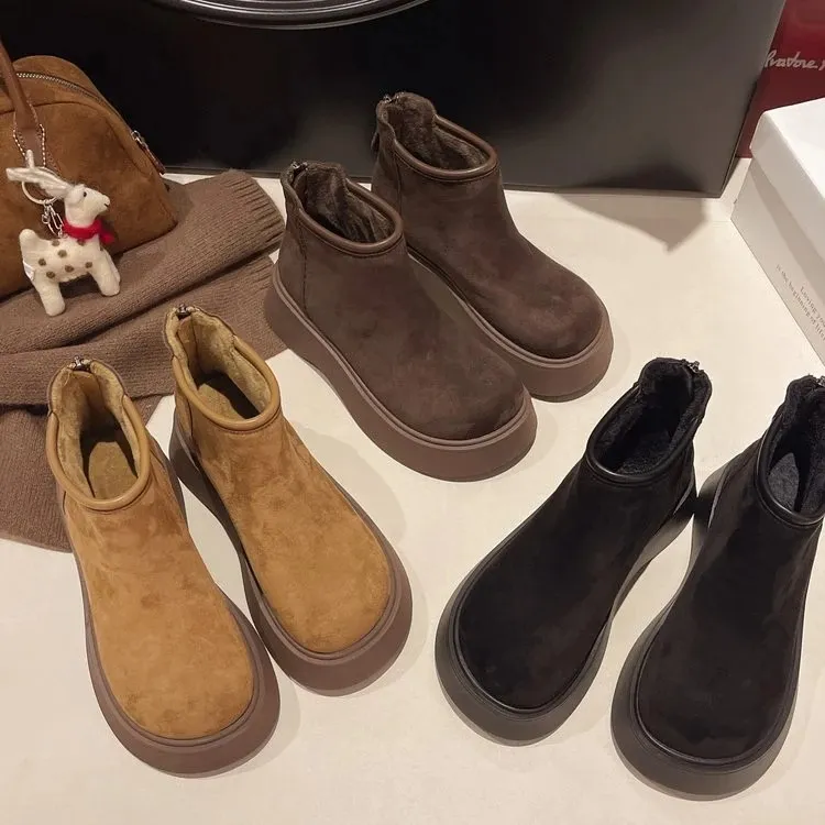 厚底增高勃肯鞋女马丁靴2025年新款秋冬季加绒保暖雪地靴短靴子女