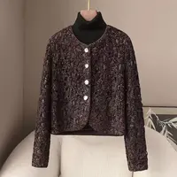 YK XL胸104长52立体植绒花纹单排扣长袖外套时尚穿搭 2313