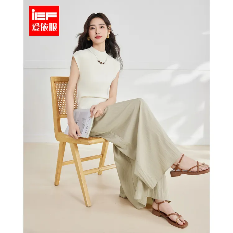 IEF/爱依服套装2025夏秋新款韩版文艺知性气质通勤上下套裤流光风