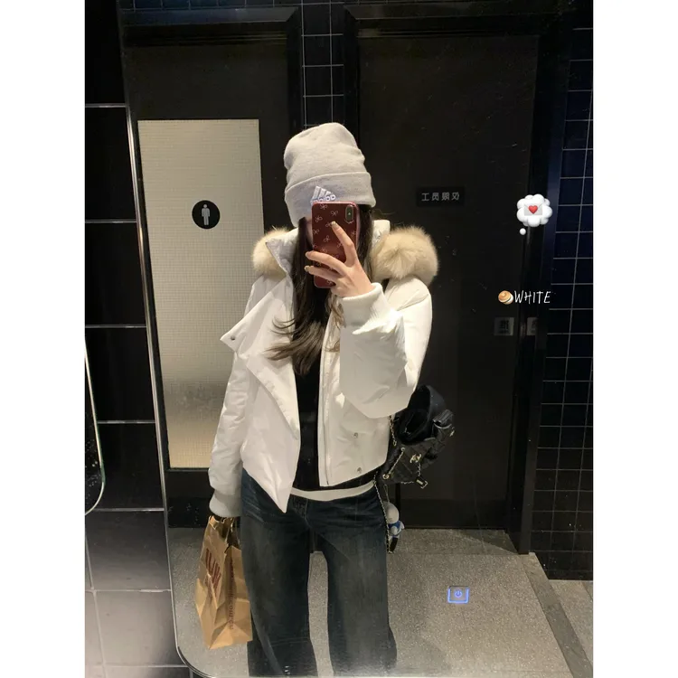 INS CEC2025韩系毛领连帽棉服女秋冬季高级超好看宽松显瘦外套