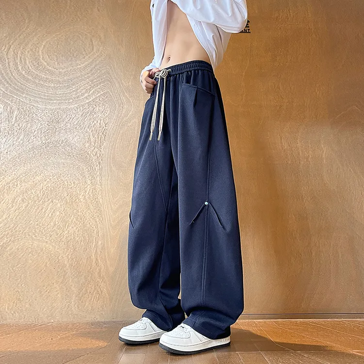 秋冬垂感阔腿裤美式休闲裤男女同款百搭直筒裤港风宽松运动裤卫裤
