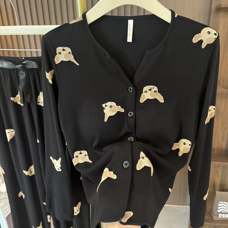 【带胸垫】春秋新款睡衣长袖长裤两件套甜美可外穿家居服套装3356