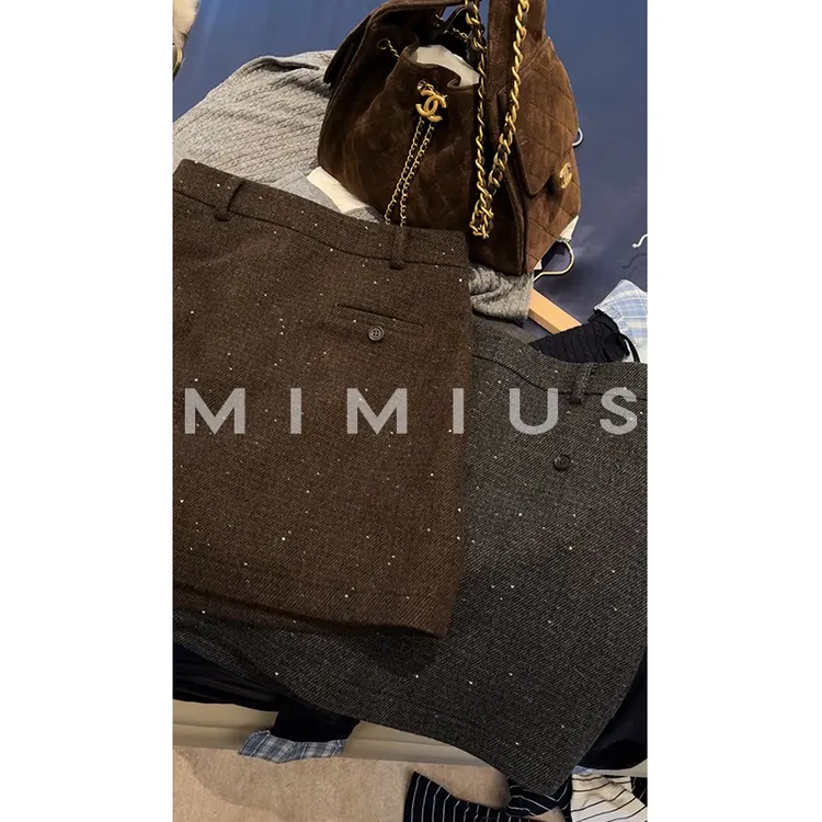 【mimius】U 百搭亮片假口袋A字包臀裙裤  G09212