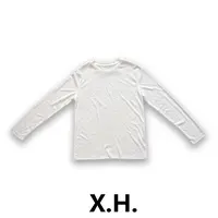 【刘小黑】简约西语贴片绣圆领长袖T恤