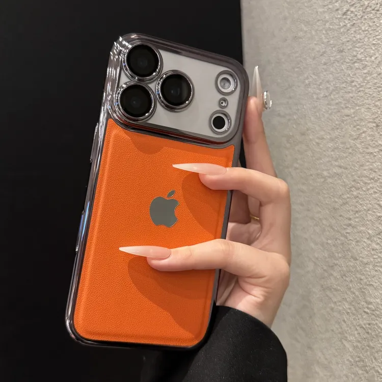 电镀高级荔枝纹适用苹果17promax手机壳简约iPhone16小众15创意14