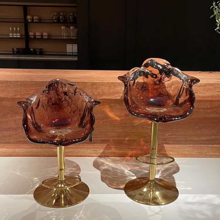 【花瓣吧台椅】轻奢餐椅透明树脂艺术家具设计师吧台椅