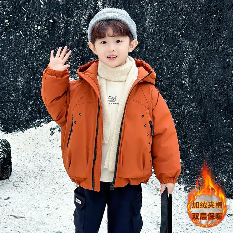 男童外套秋冬款2025新款儿童装男孩中大童冬季棉服加绒加厚派克服