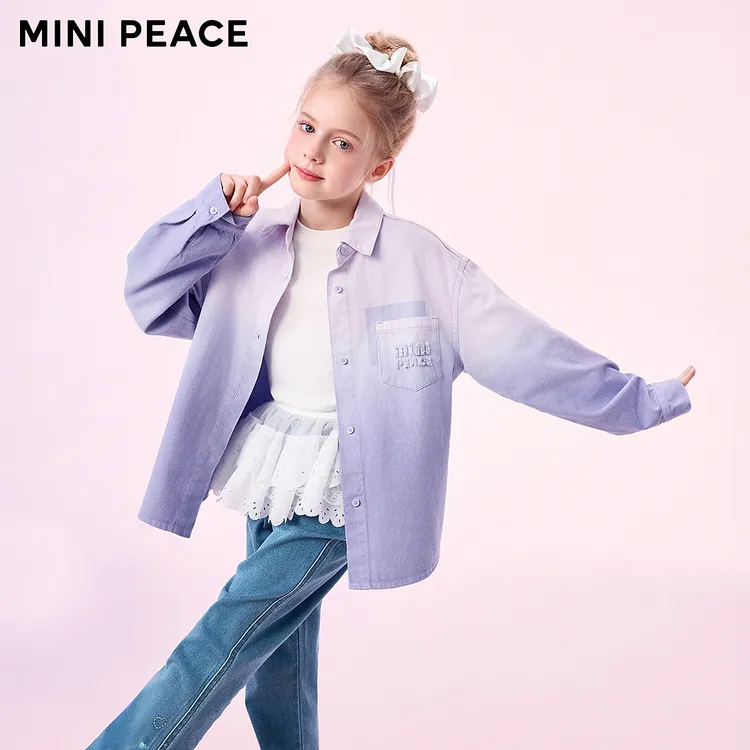 MINIPEACE太平鸟童装女童渐变牛仔夹克儿童外套洋气甜美上衣秋装
