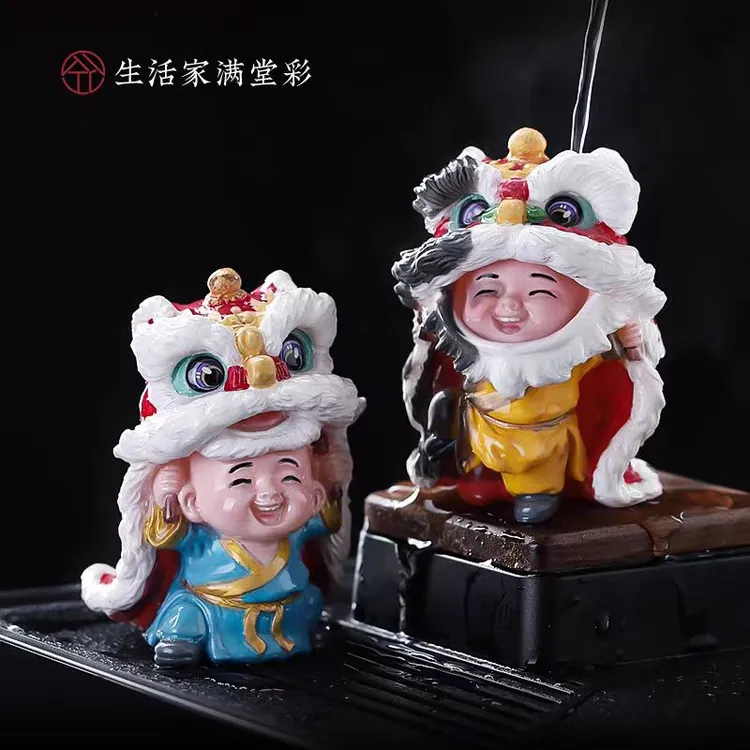 国潮舞狮小和尚变色茶宠摆件创意个性可养茶玩茶具配件茶台装饰品