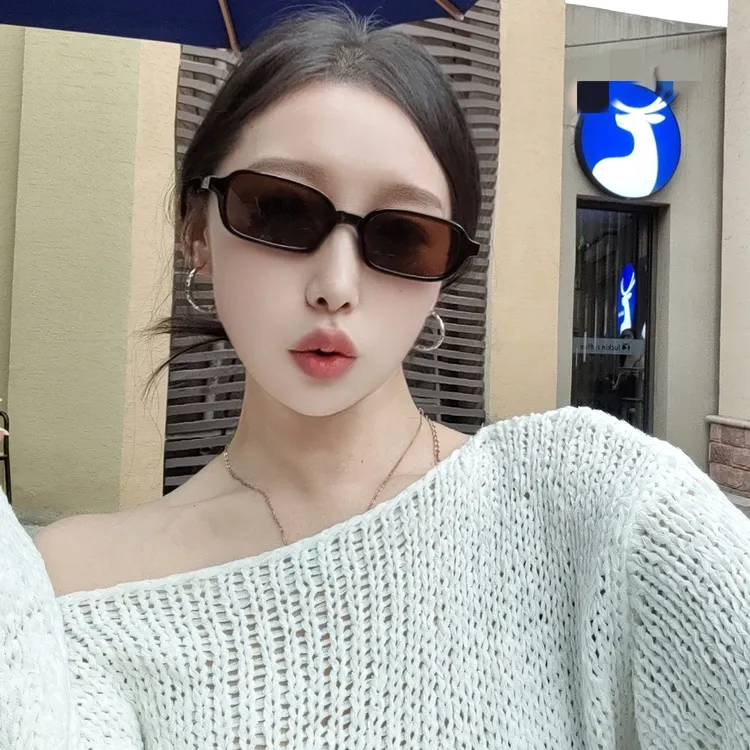 新款欧美复古嘻哈椭圆墨镜女文艺范小框时尚太阳镜女小众防紫外线