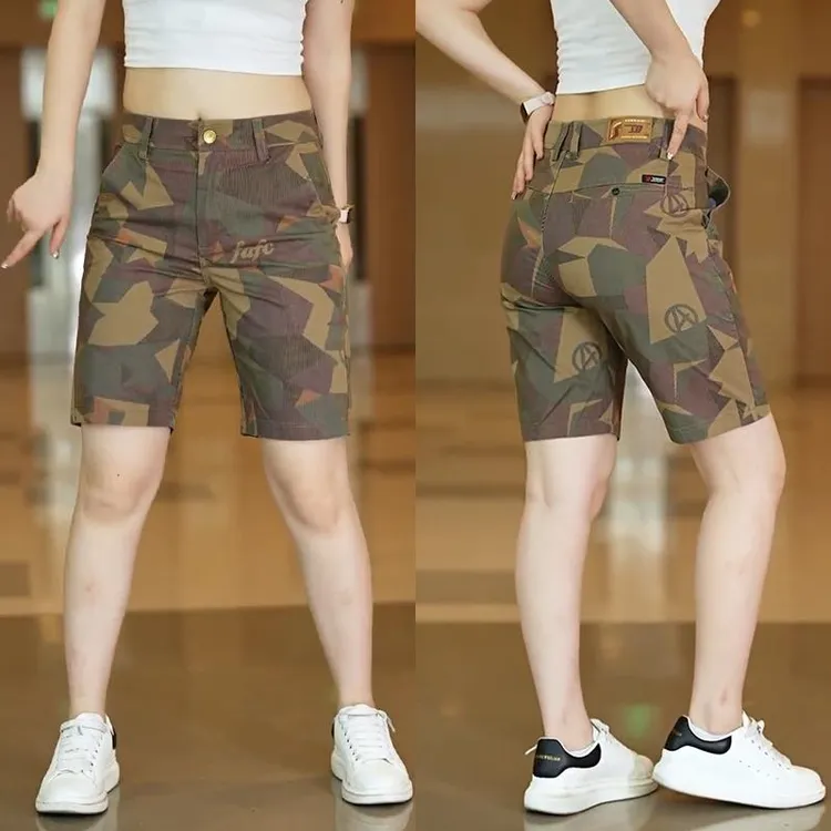 不规则迷彩色短裤男2025夏季直筒宽松休闲五分裤高端水洗薄款中裤