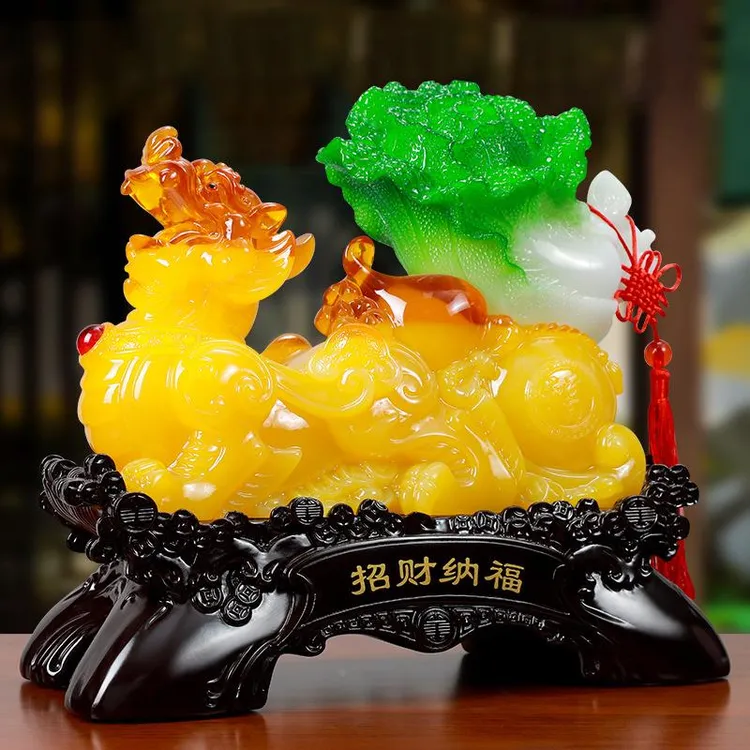 中式貔貅白菜摆件办公室酒柜客厅家居装饰品摆设铺开业礼品