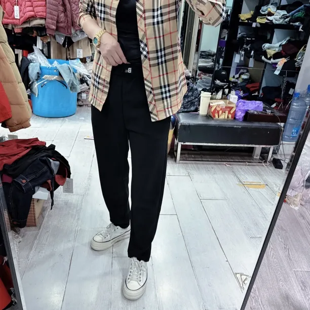超好穿简约小哈伦时尚百搭休闲裤8639欧美