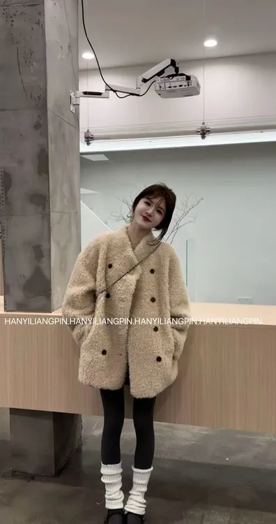 【大小姐】韩系双排扣羊毛外套