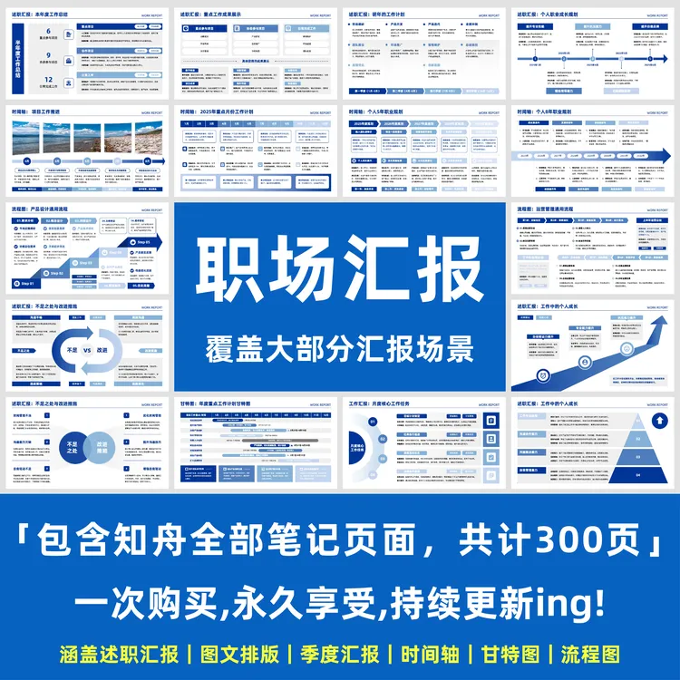 300页领导喜欢的PPT模版高级逻辑图数据图流程图述职报告