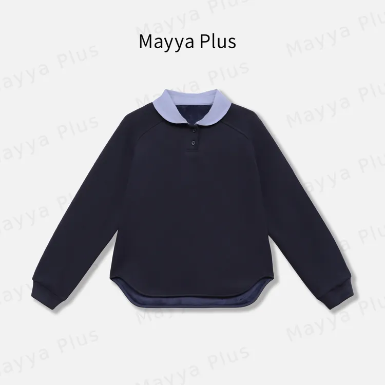 【小暖派】Mayya Plus麦芽定制流光风撞色拼接长袖针织上衣32546107