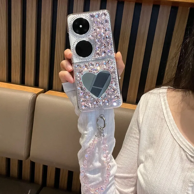 适用华为pocket2手机壳新款水钻爱心奢华purax保护壳p50外壳潮流