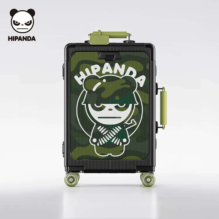 HiPanda前置开盖行李箱密码箱包2026新款迷彩涂鸦商务出行旅行箱