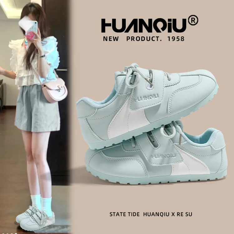 环球百搭女款休闲鞋2025秋季爆款欧若风魔术贴舒适配裙子德训鞋女