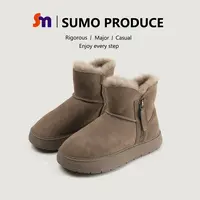素陌冬季保暖加厚羊皮毛一体雪地靴女真皮加绒雪地棉鞋保暖靴722