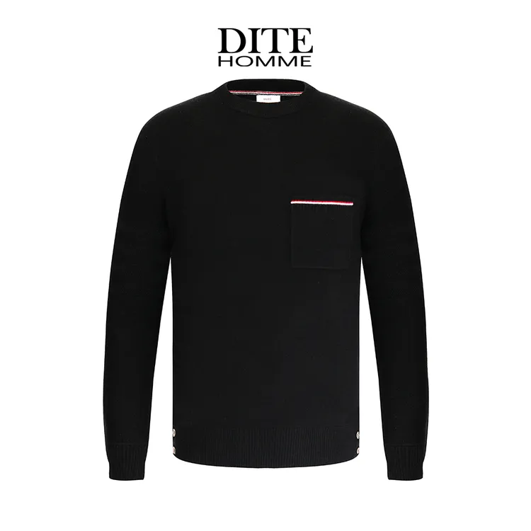 Dite男士秋冬羊绒衫灰色圆领毛衣常规款男士混纺弹力衫休闲衫百搭