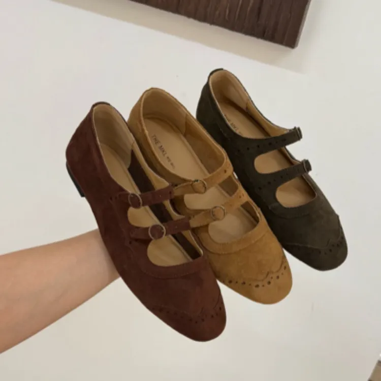 2025秋新款做旧玛丽珍鞋复古芭蕾舞小众设计平底浅口单鞋女3562-1